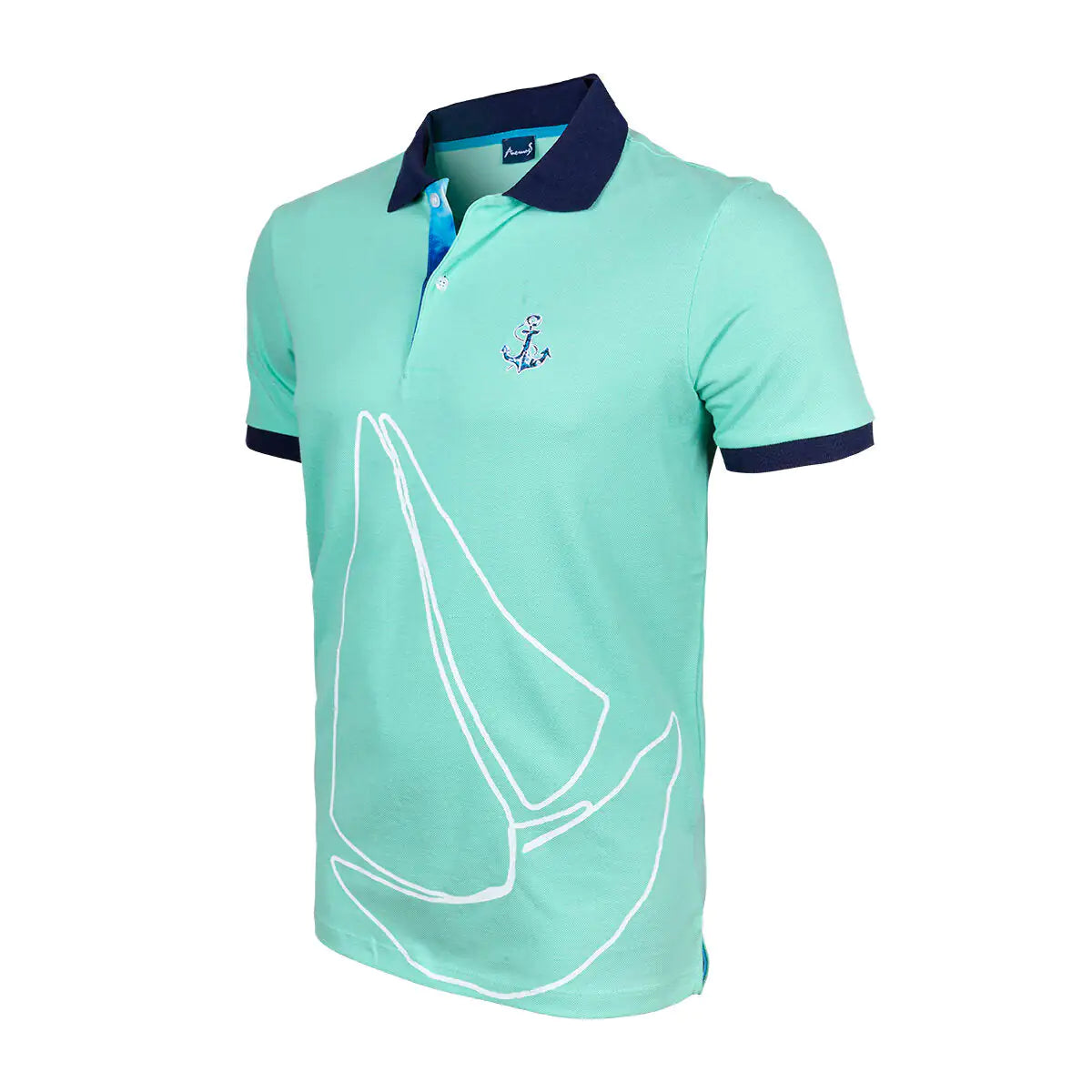 Anemoss Marine Mint Green Men's Polo Collar T-Shirt