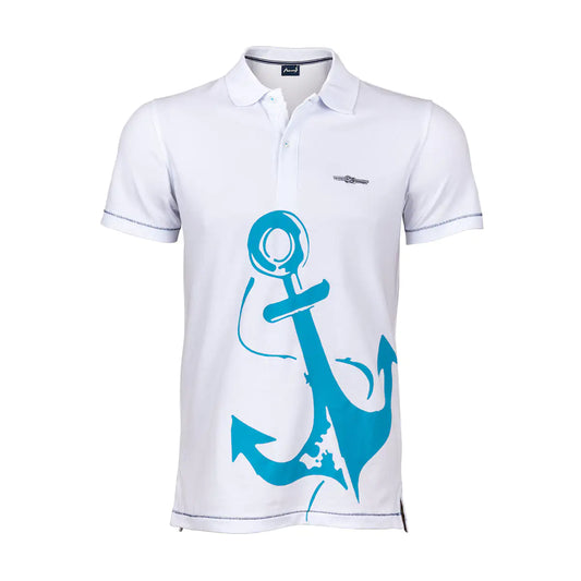 Anemoss Marine White Men's Polo Collar T-Shirt