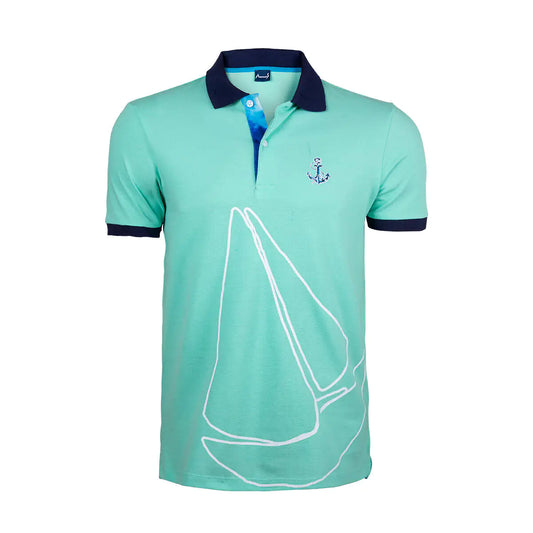 Anemoss Marine Mint Green Men's Polo Collar T-Shirt